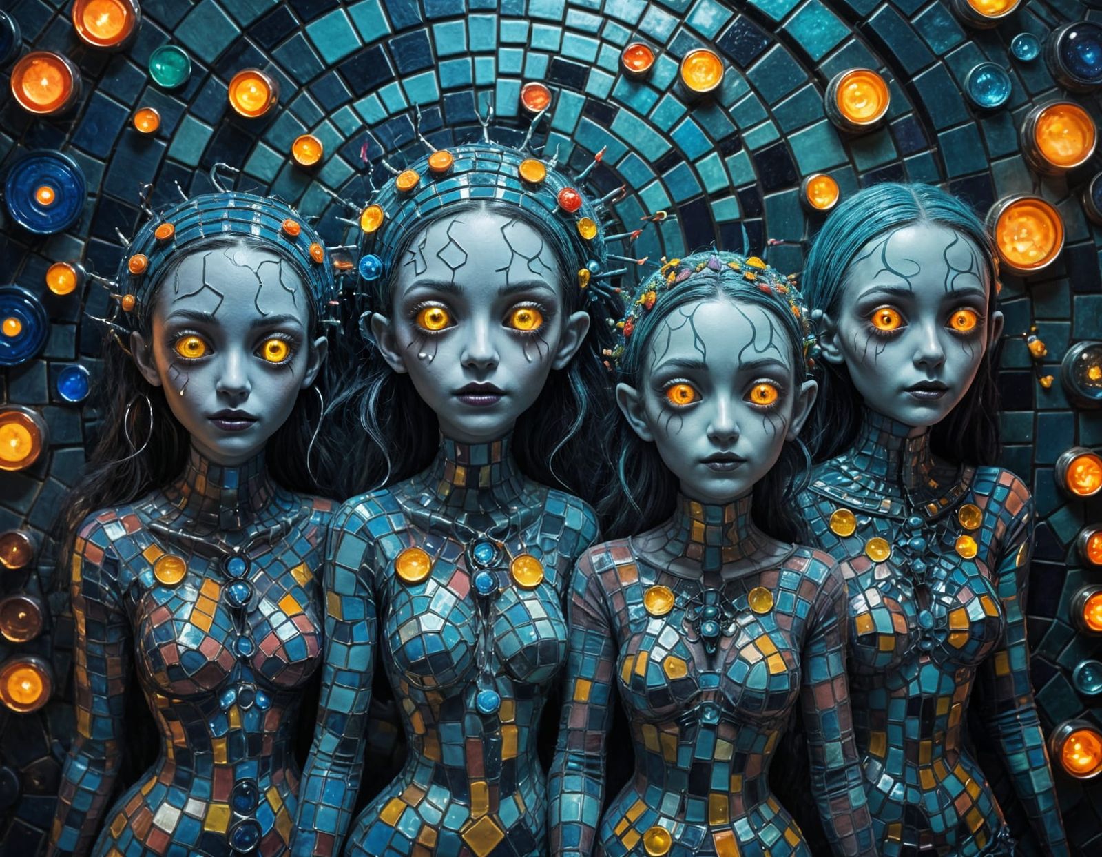 Vibrant Ghouls Unite in Dazzling Dreadful Atmosphere