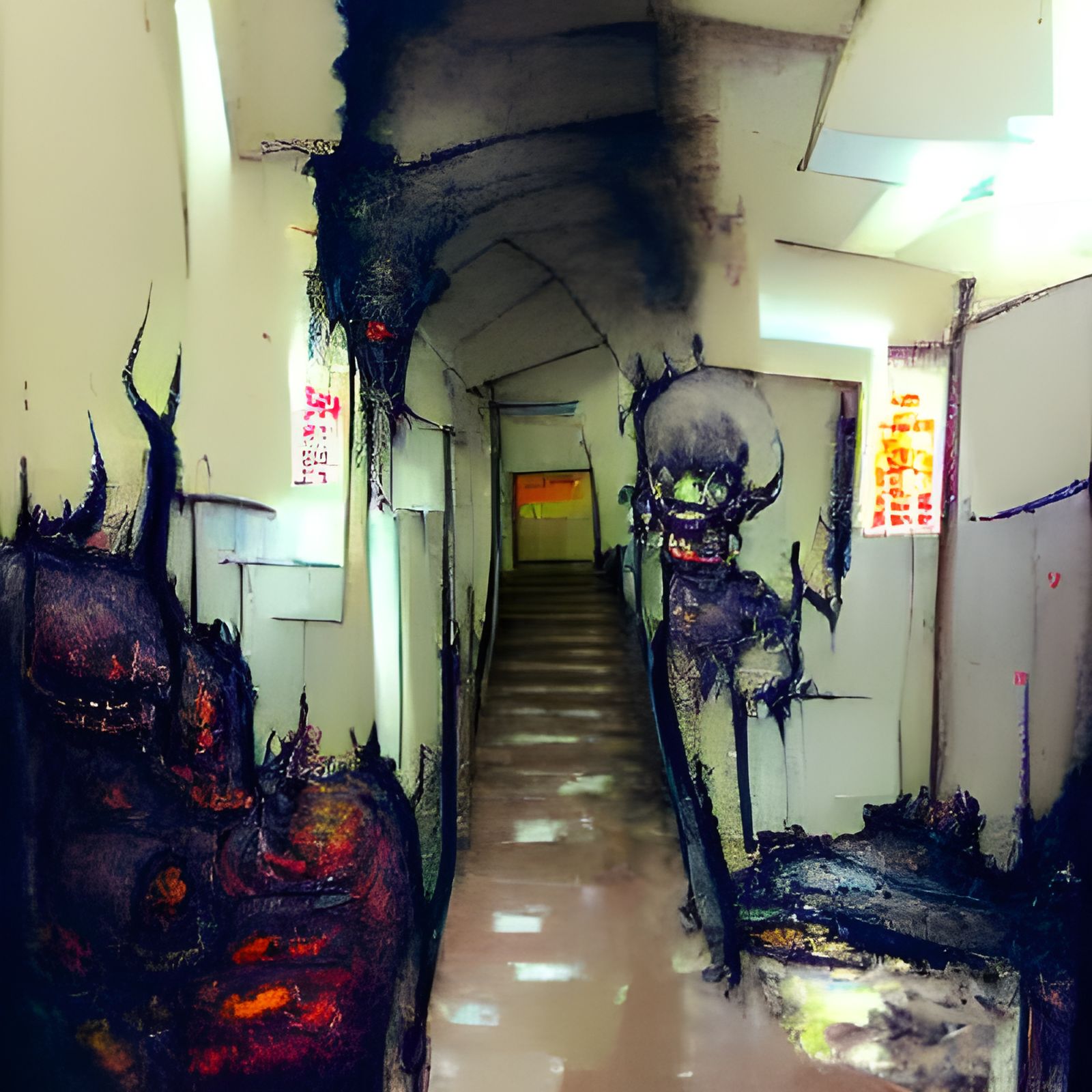 Scary Decaying Hallway Leading to Hell