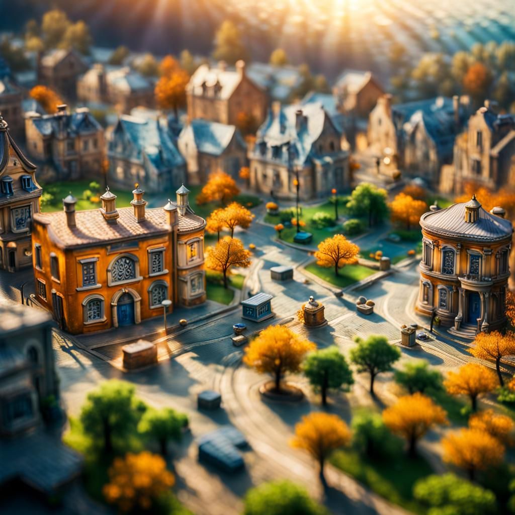 Underwater Flooded Town with Dappled Light