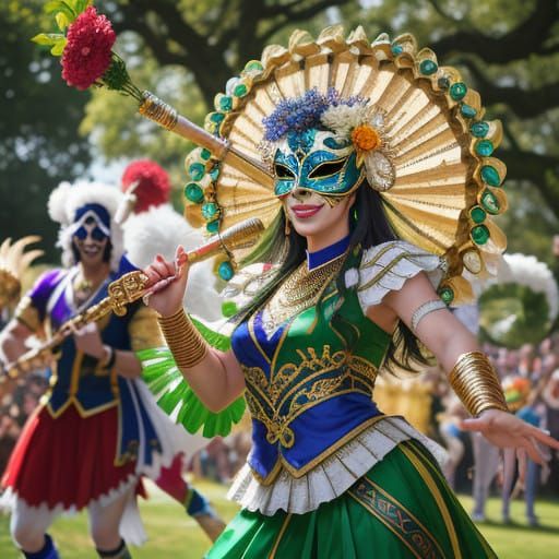 showcase the ecstatic energy of a Bacchus festival, where ma...