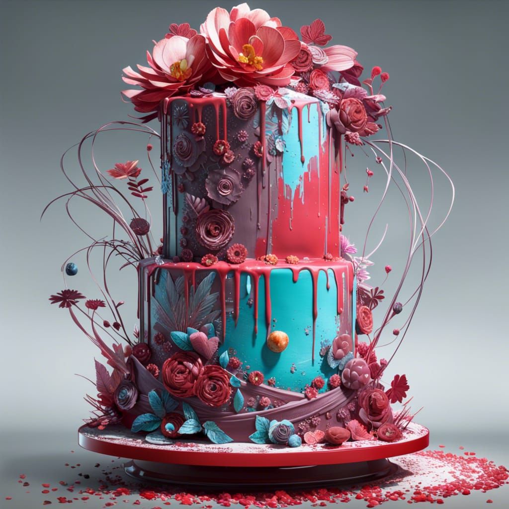 Monochrome Multi-Tier Cake in Detailed 3D Art