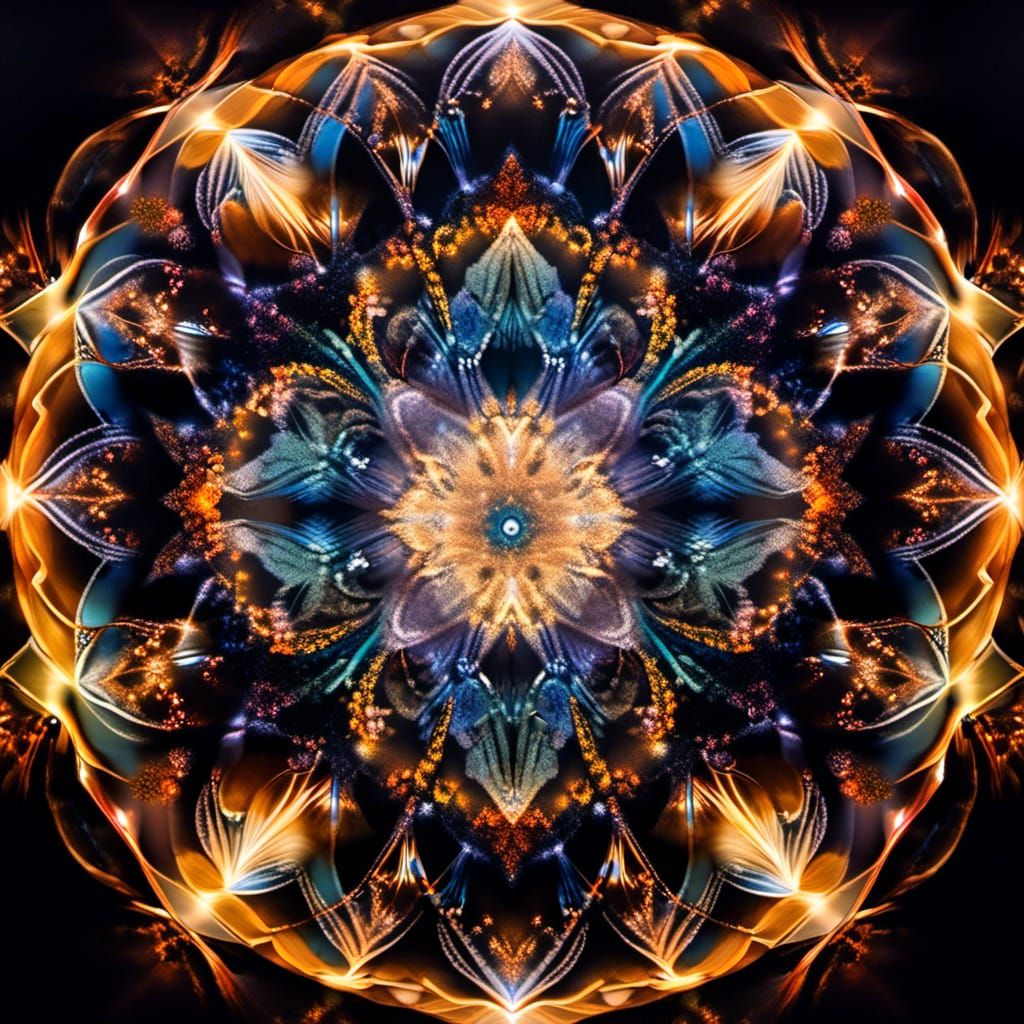 Ethereal Light Painting: Jeweled Mandalas in Landscape