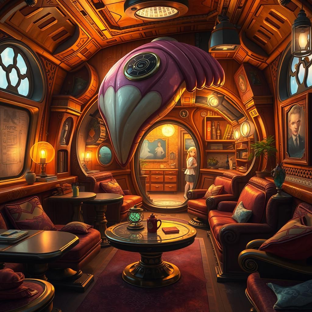 This small ship is shaped vaguely like a jellyfish and is in...