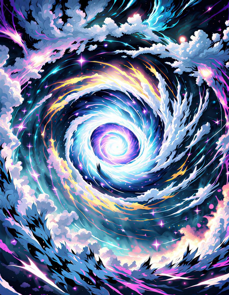Anime Whitehole with Ethereal Energy and Cosmic Dust