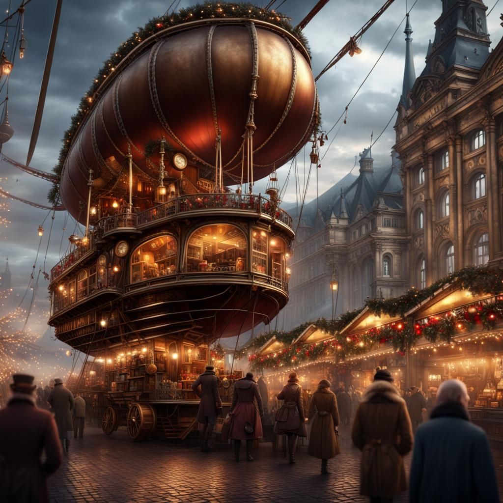 Steampunk Airship Hosts German Christmas Market