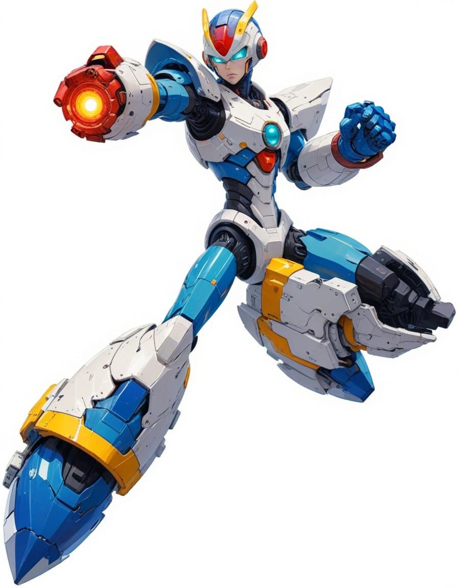 Futuristic Robot Hero in Cyberpunk Cityscape