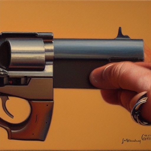 Gun Barrel Close-Up in Oil Painting Style