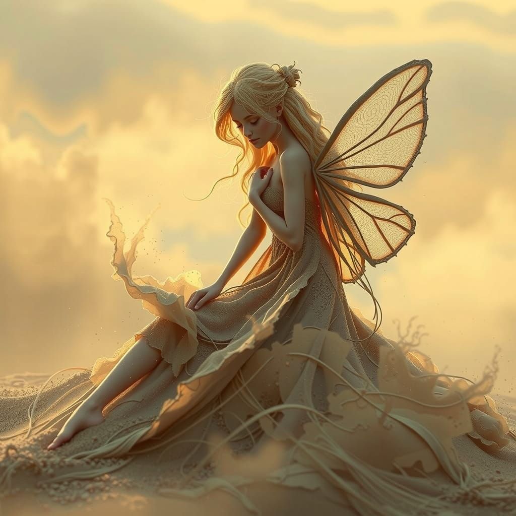 Sand Fairy in Desert Dance, Cinematic Matte Painting