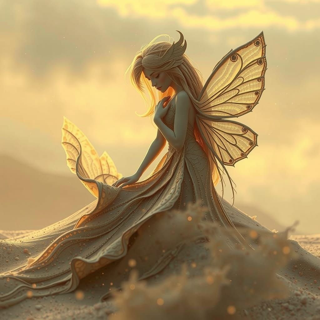 Desert Fairy of Sand in Maxfield Parrish Style