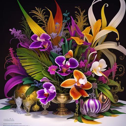 Glassy Orchids in Surrealist Style