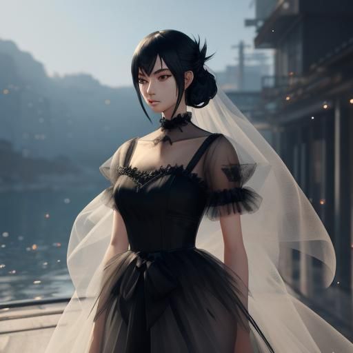 Woman in Tulle: 3D Anime Concept Art