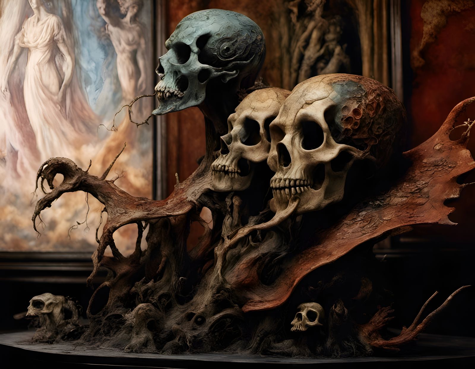 Cryptid Taxidermy Exhibit in Surrealist Style