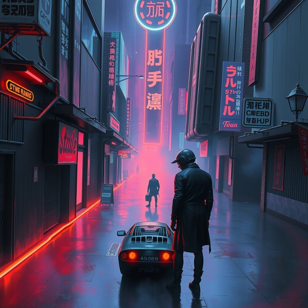 Dark Gothic Sci-Fi Painting in Cyberpunk Style