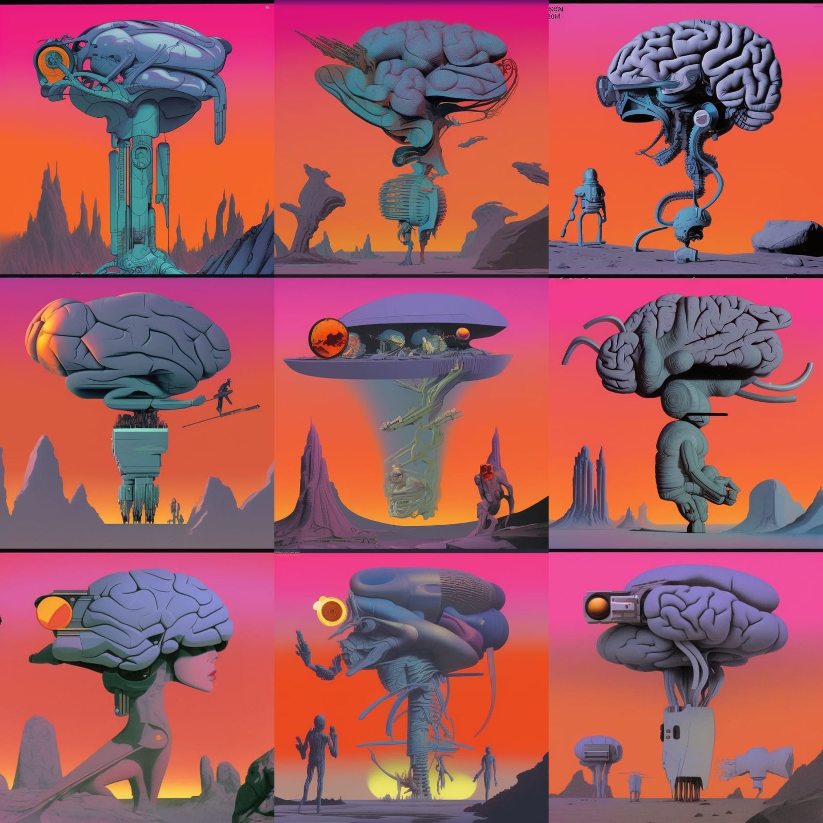 Surreal Post-Apocalyptic Landscape in Retrofuturism Style