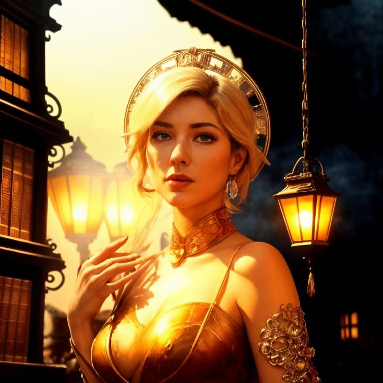 Surreal Infinite Library with Vibrant Colors