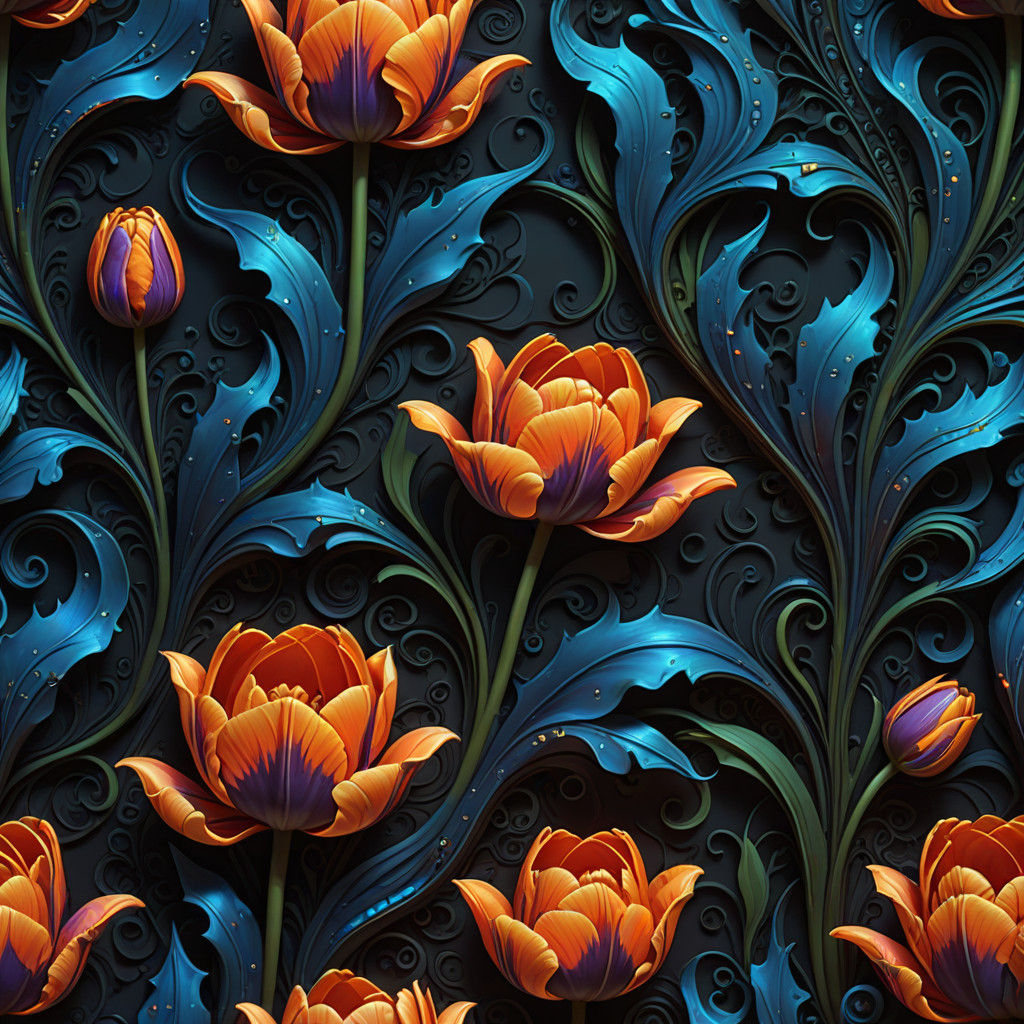 Ethereal Tulip Blooms in Vibrant Splatter Art