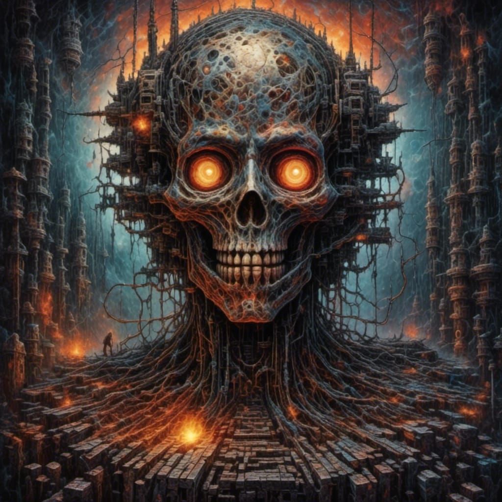 Surreal Android Dreamscape in Cyberpunk Style