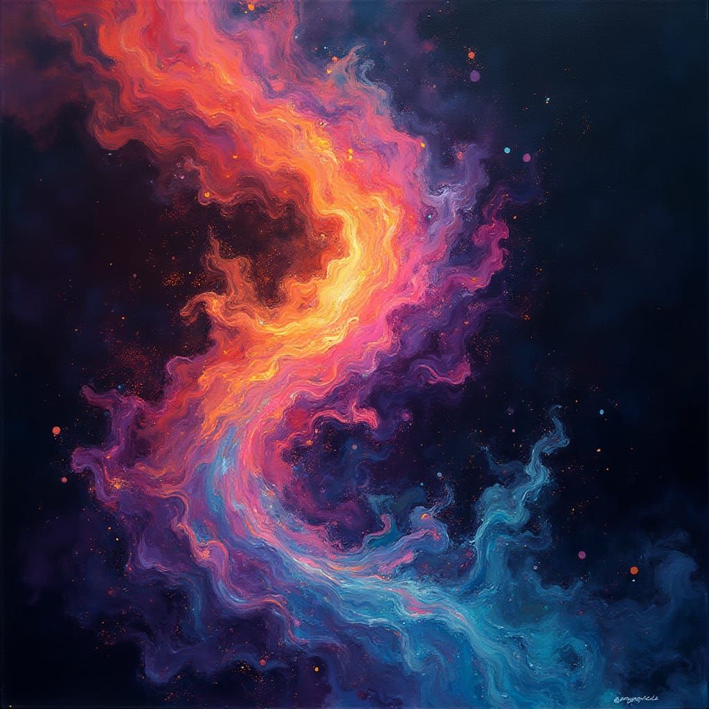 Iridescent Flames in Deep Gemstone Tones, High Contrast