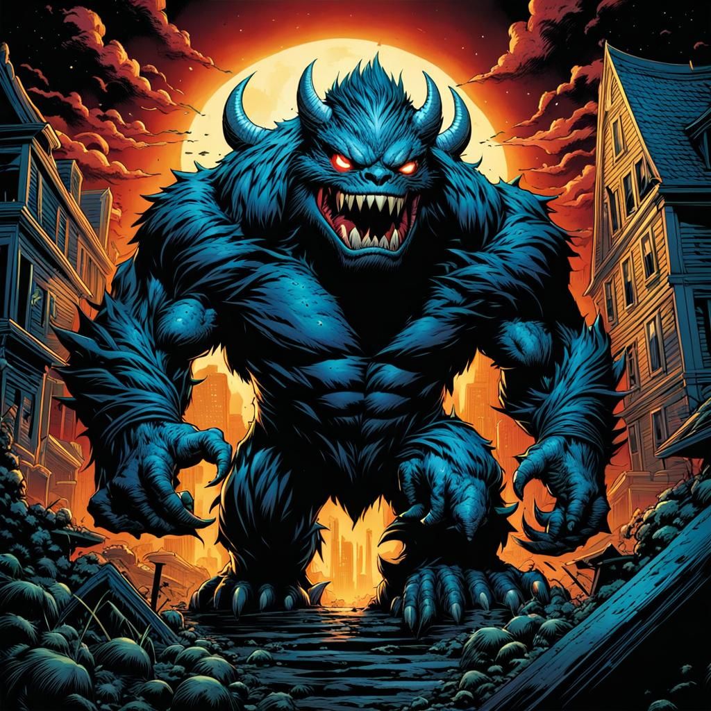 Happy Little Monster in Comic Book Style