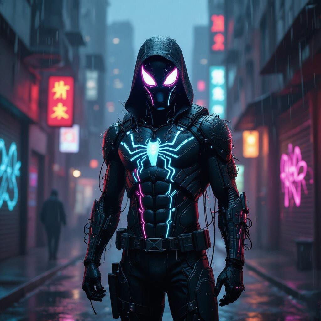 Cyberpunk Spawn in Rain-Slicked Alleyway