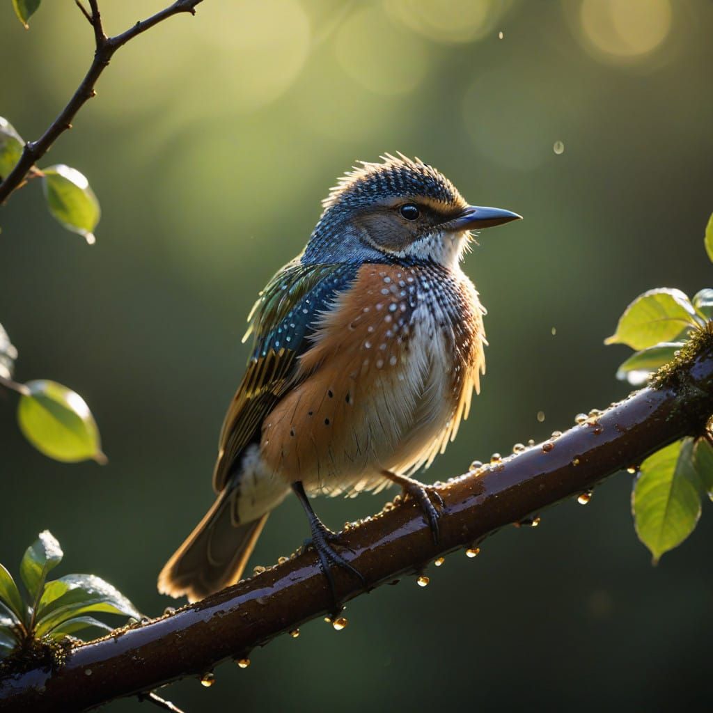 Vibrant Plumage, Warm Sunbeam, in Whimsical Wildlife Style