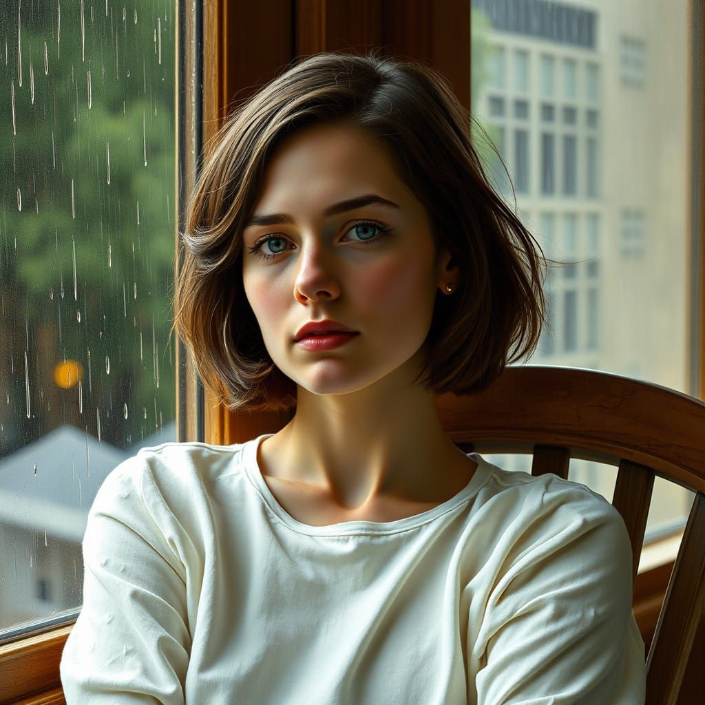 Serene Woman in Cozy Atmosphere, Inspired by Impressionism