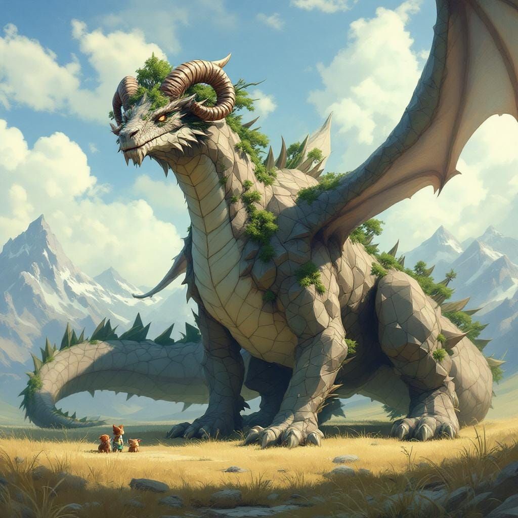 Majestic Earth Dragon in Open Field
