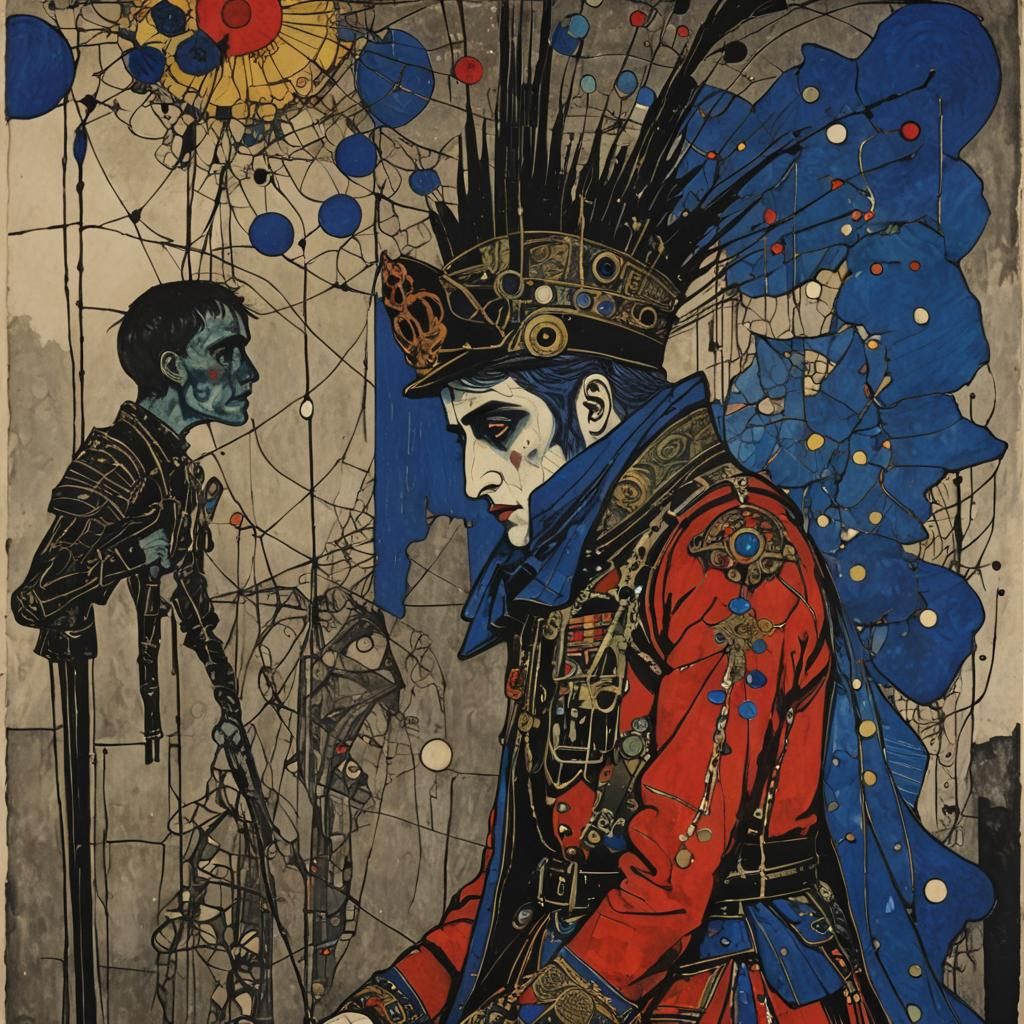 Weeping Soldier in Encaustic Style with Godrays