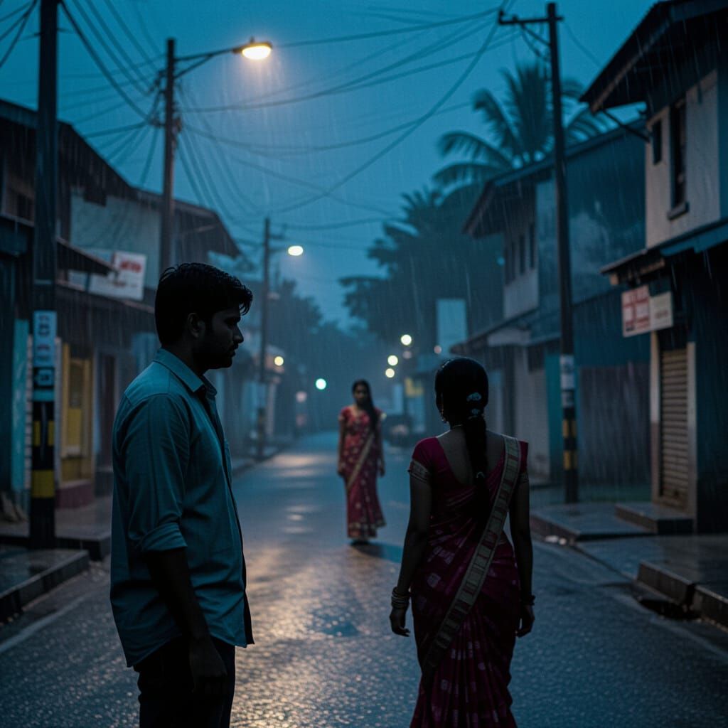 Emotional South Indian Rainy Street Scene with Longing