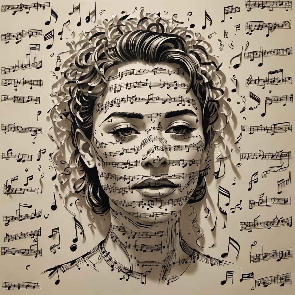 Singer Made of Music Notes: AI Art