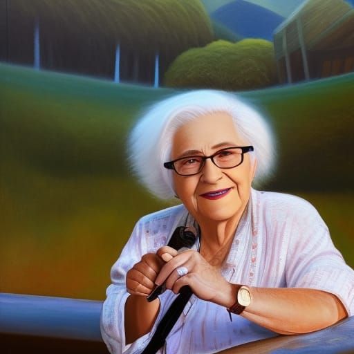 Kind Old Woman and Happy Girl Portrait