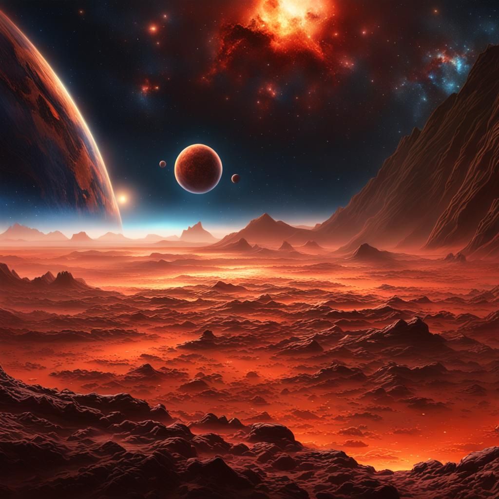 Proxima b Digital Painting with Broken Glass Effect