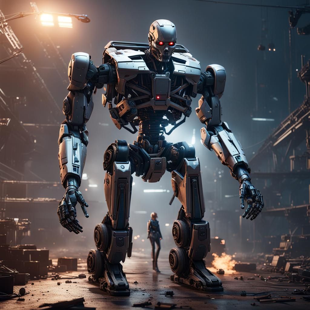 Terminator Robot Admires NCAA Star Caitlin Clark in Epic 3D....