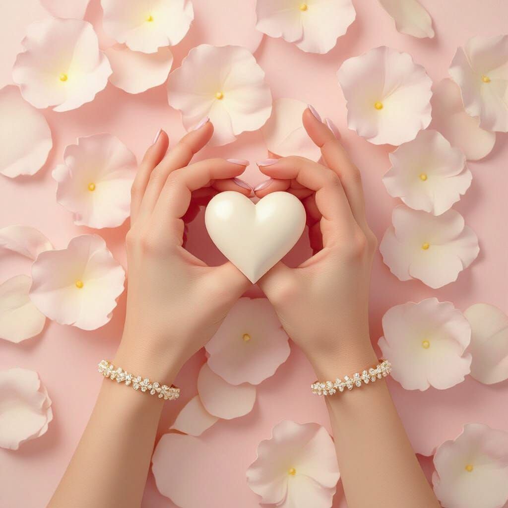 Heart Hands in Pastel Petal Dreamscape