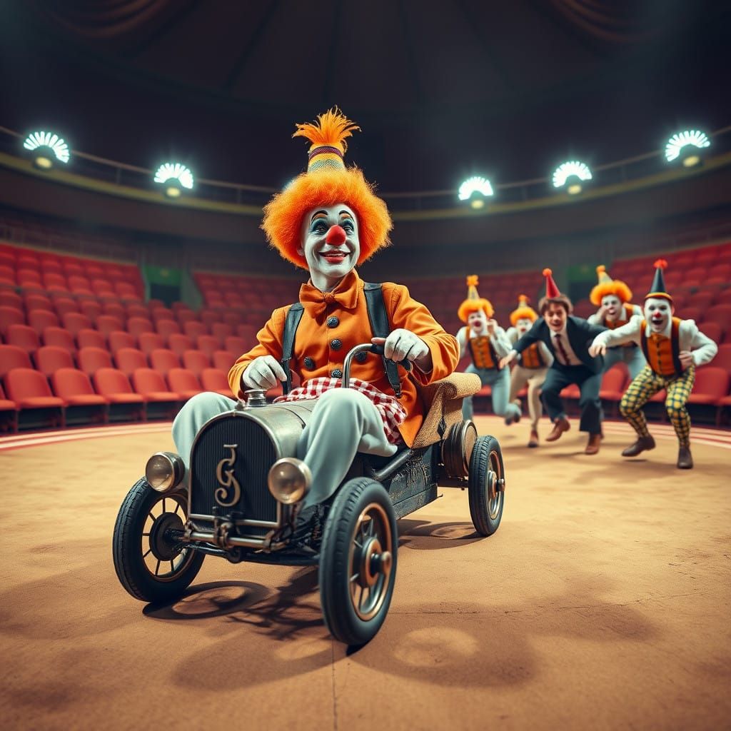 Circus Clown Chaos in a Vibrant Big Top