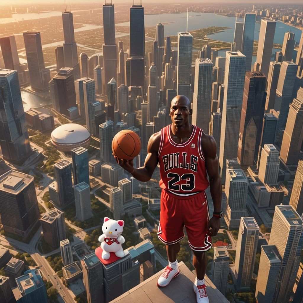 Michael Jordan and Hello Kitty in Dream City