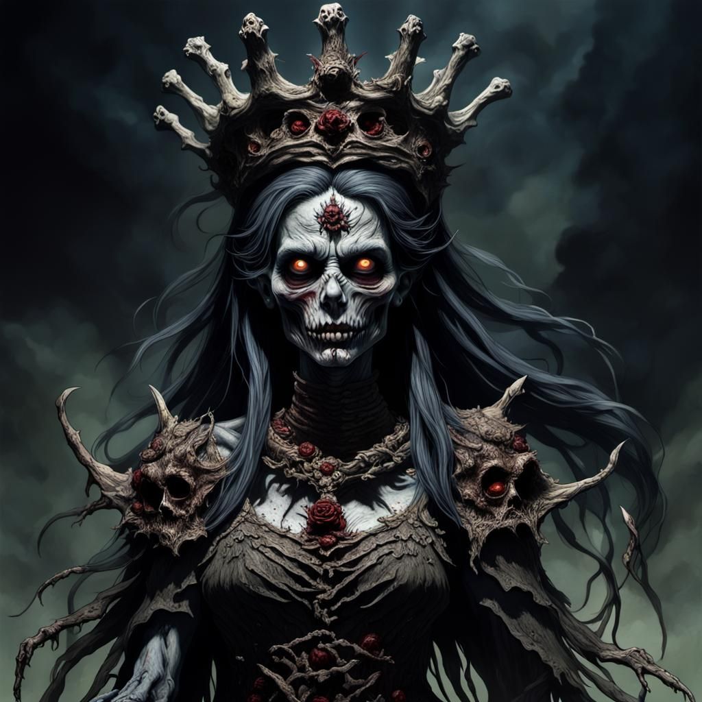 Zombie Queen Hella Portrait in Dark Fantasy Style