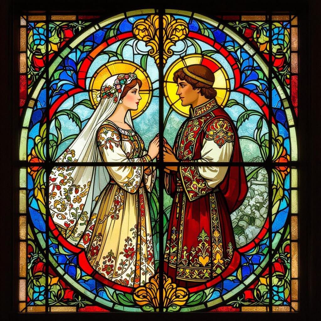 Nastenka and Morozko Stained Glass Terem Window