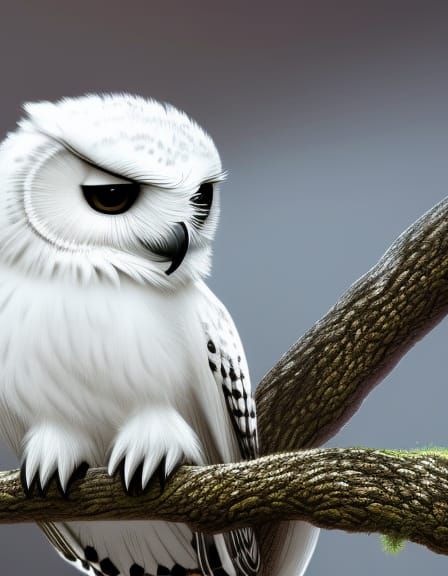 Juvenile Snowy Owl with Down Feathers