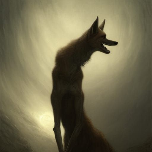 Horrific Maned Wolf in Gustave Doré Style
