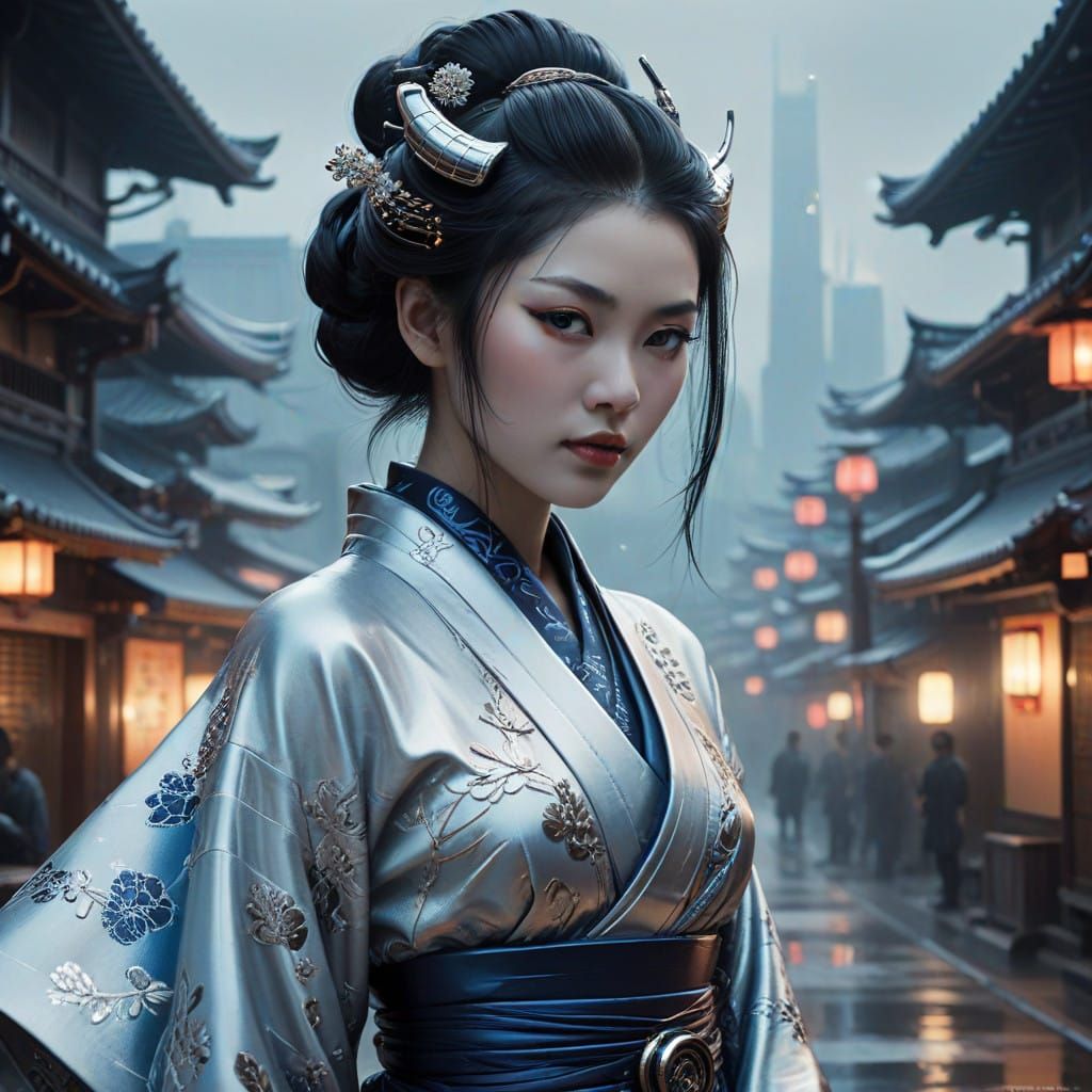 Elegant Geisha in Soft Impressionist Style