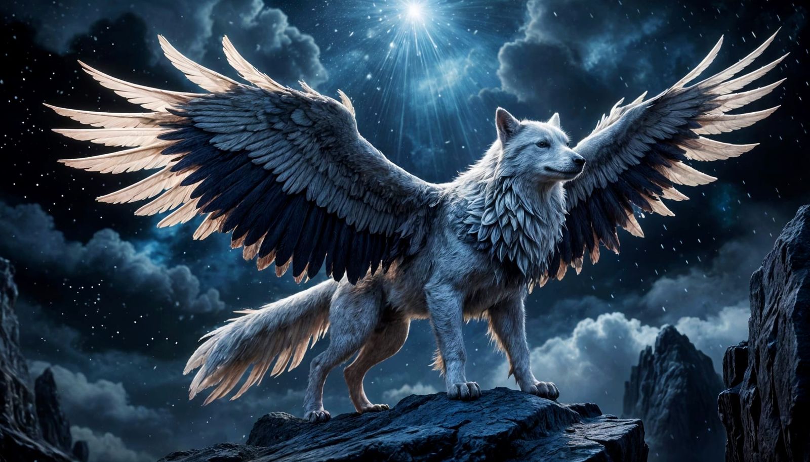 Viking Wolf Eagle Hybrid in Dramatic Nordic Skies