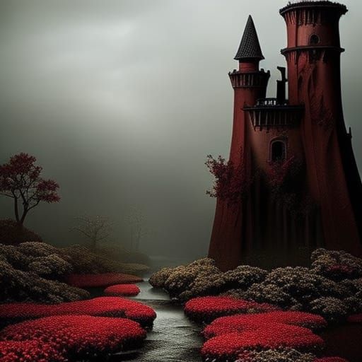 Dark Fantasy Liminal Space with Gothic Elements