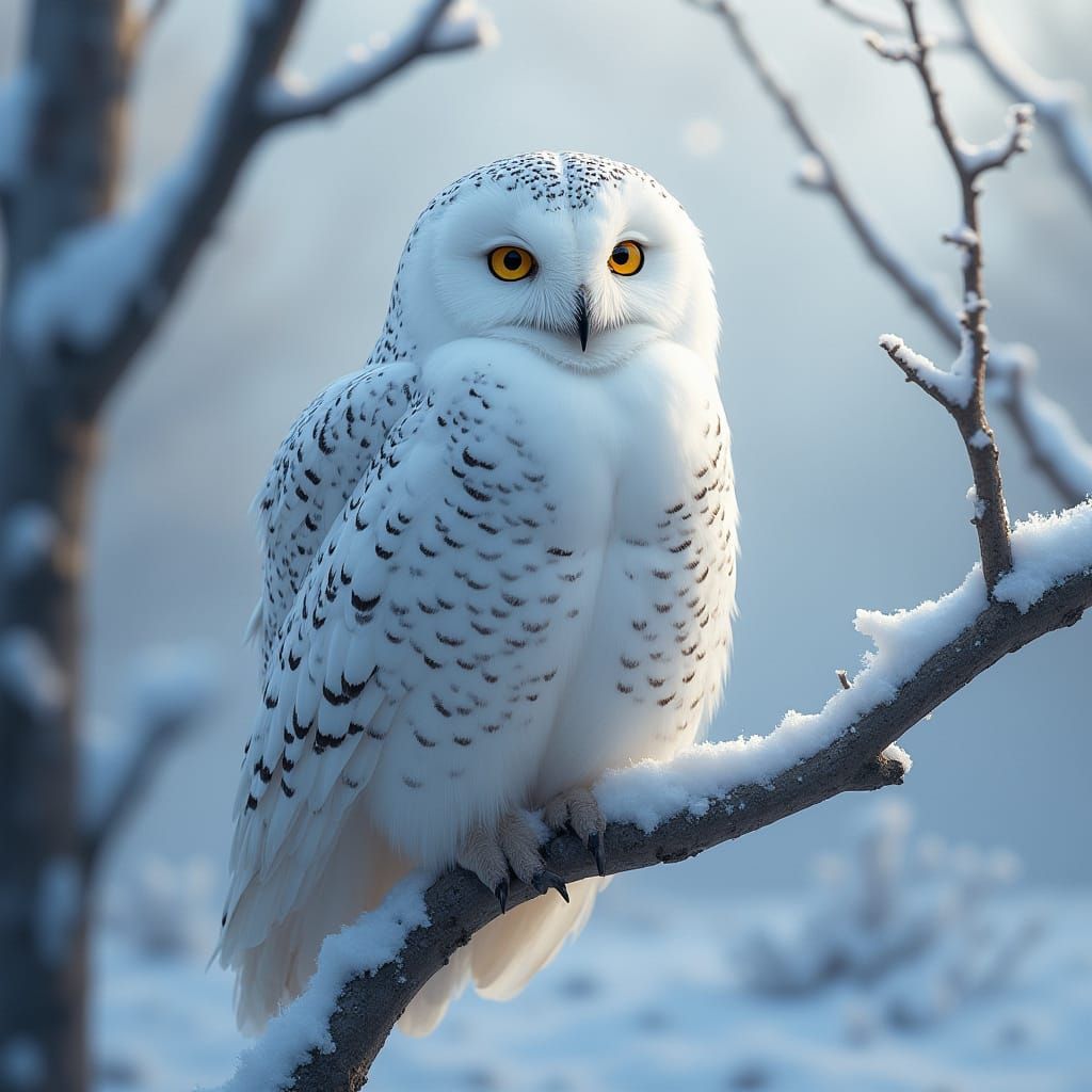 Majestic White Owl in Arctic Serenity