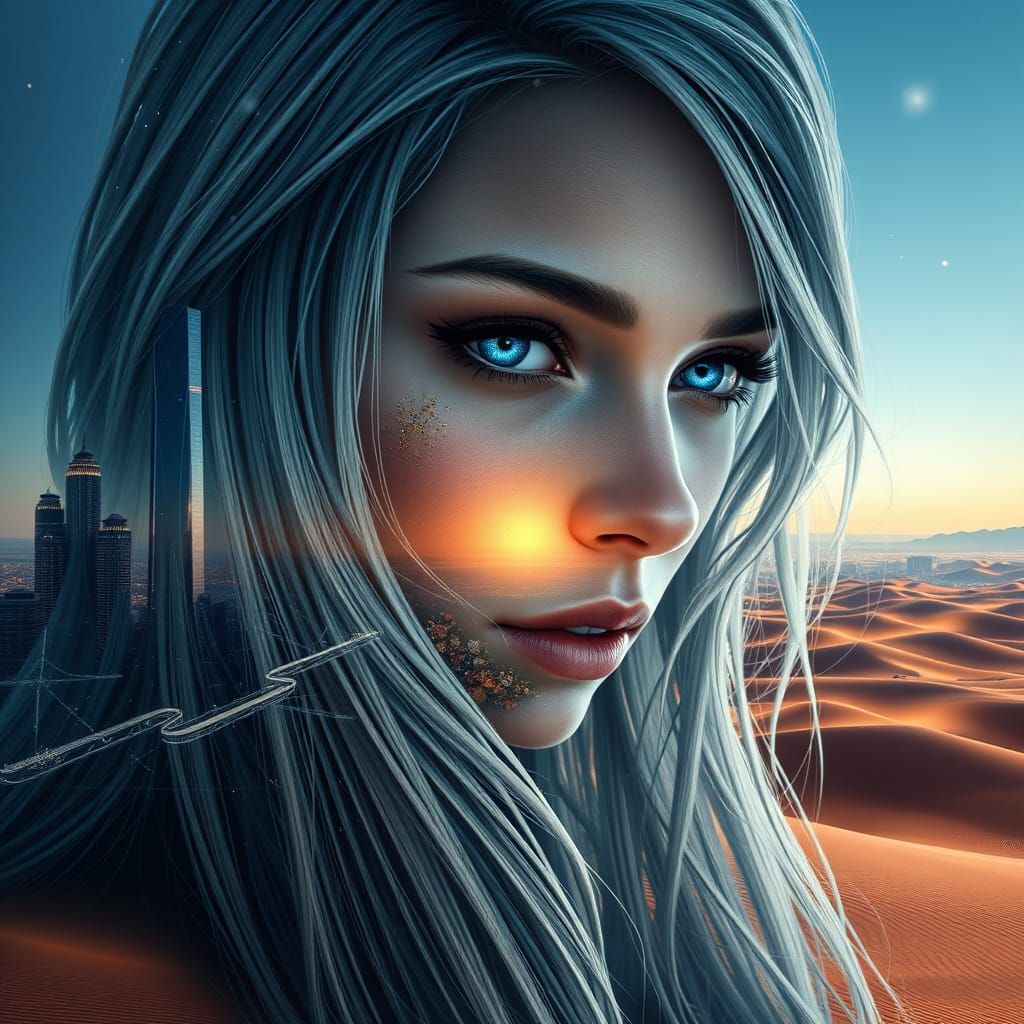 super detailed illustration silhouette of a woman's face