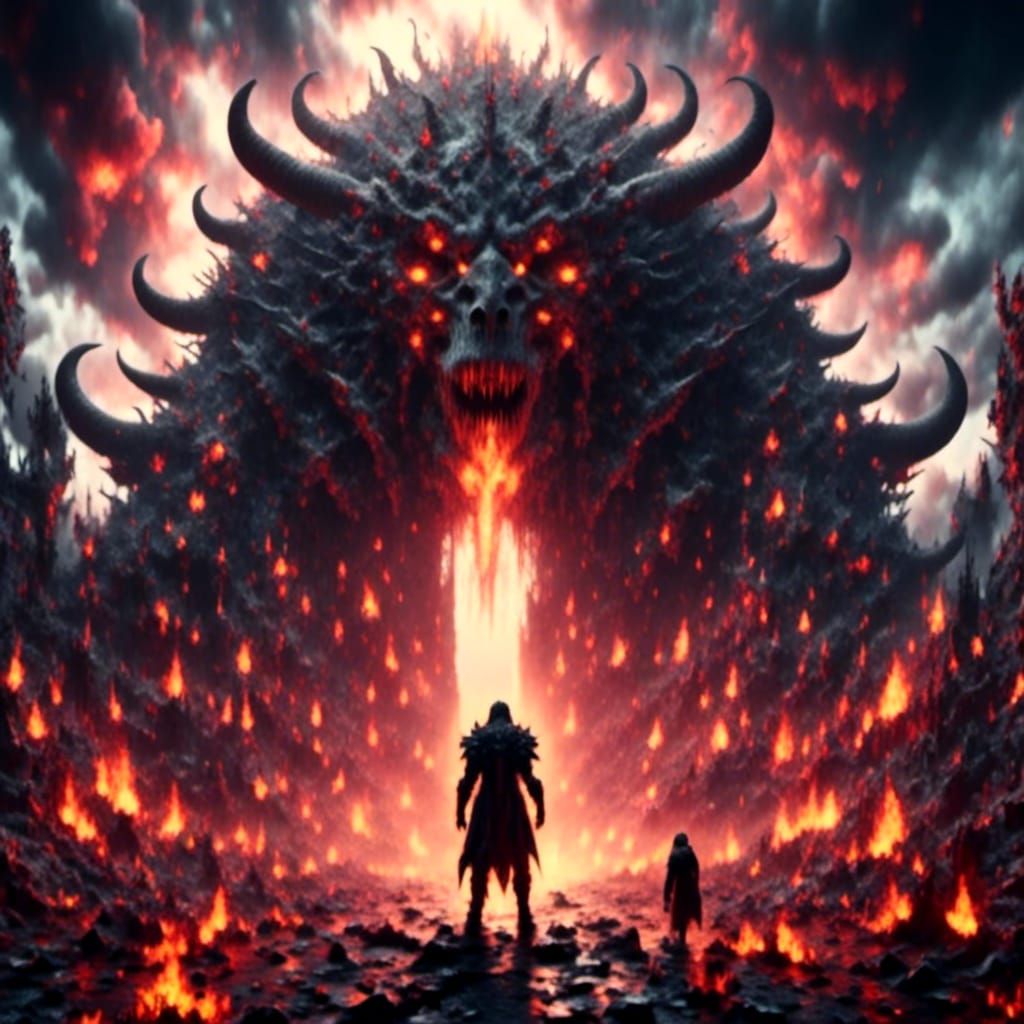 Demon Lord Opens Portal in Dark Fantasy Art