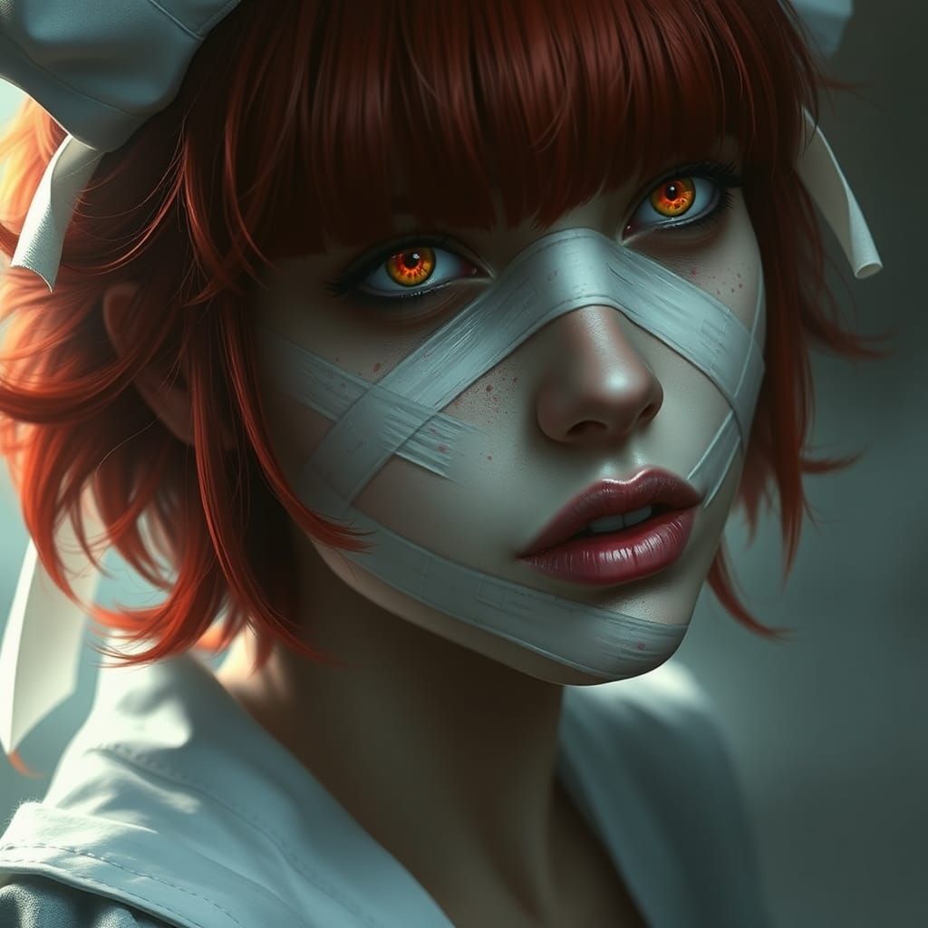 Ethereal Nurse with Bandages in Hyperdetailed Fantasy Style