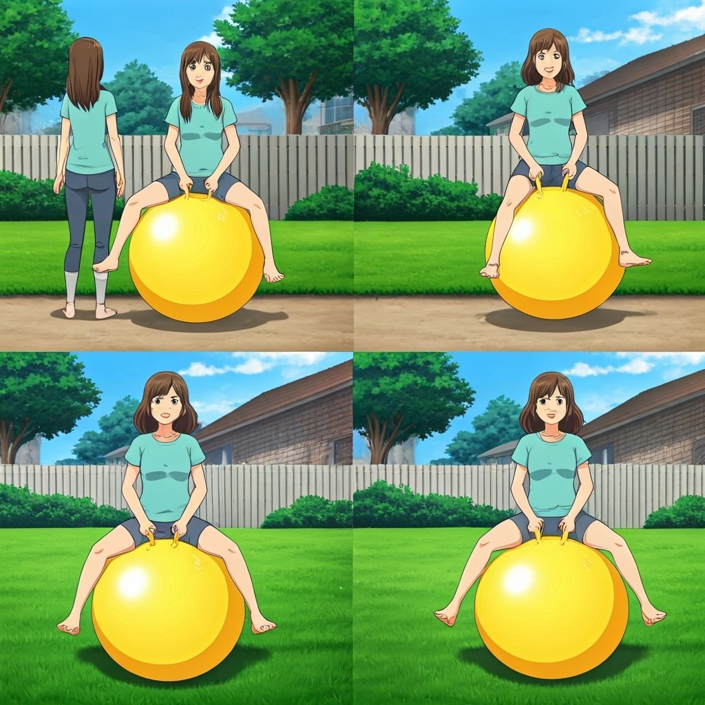 Girl and Yellow Hopper Ball in Anime Style