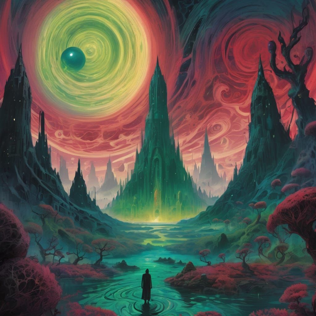 Ethereal Cosmic Garden with Crystalline Structures and Alien...