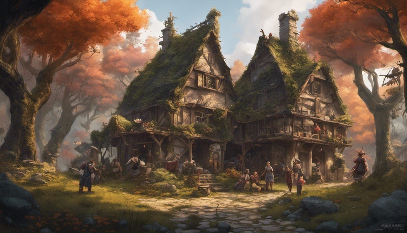 Fantasy Village Construction: Detailed Concept Art